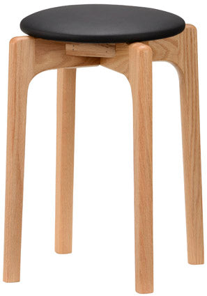 Maruni 60+ Maruni 60+ Maruni Rokumaru Plus Oak Frame Stacking Stool Stool Chair Wooden Round Stool Stylish Cute Zelacoat Vinyl Leather