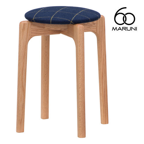 Maruni 60+ Maruni 60+ Maruni Rokumaru Plus Oak Frame Stacking Stool Stool Chair Wooden Round Stool Stylish Cute Fabric M-02