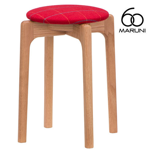 Maruni 60+ Maruni 60+ Maruni Rokumaru Plus Oak Frame Stacking Stool Stool Chair Wooden Round Stool Stylish Cute Fabric M-02