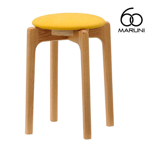Maruni 60+ Maruni 60+ Maruni Rokumaru Plus Oak Frame Stacking Stool Stool Chair Wooden Round Stool Stylish Cute Fabric M-02