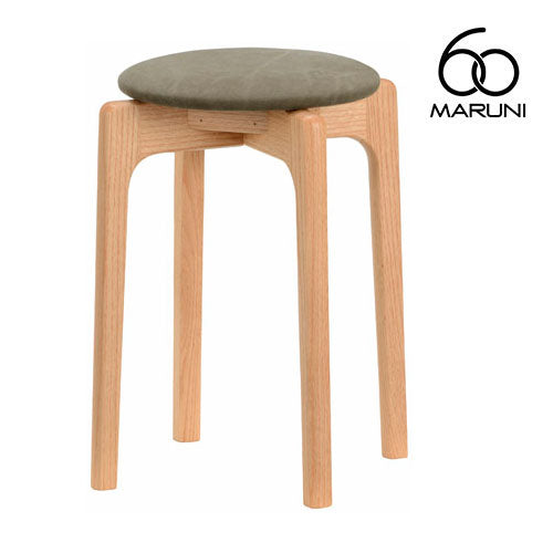 Maruni 60+ Maruni 60+ Maruni Rokumaru Plus Oak Frame Stacking Stool Stool Chair Wooden Round Stool Stylish Cute Fabric M-02