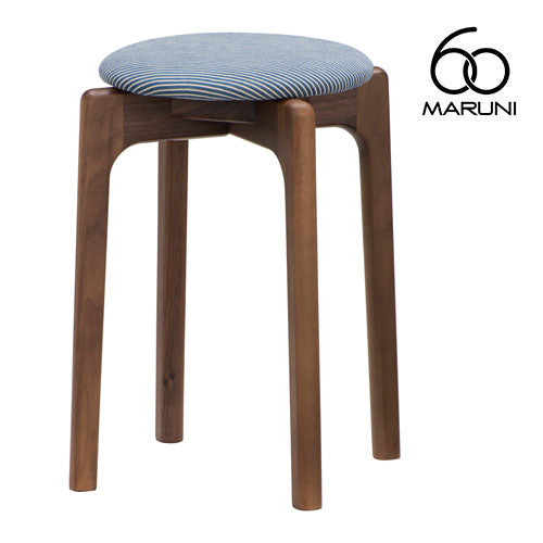 Maruni 60+ maruni60+ Maruni Rokumaru Plus Walnut Frame Stacking Stool Stool Chair Wooden Round Stool Stylish Cute Fabric M-01
