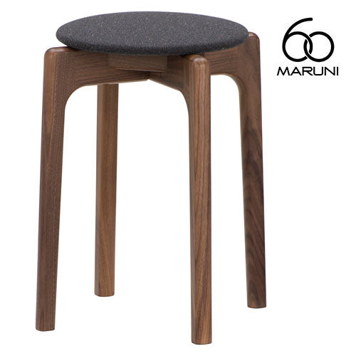Maruni 60+ maruni60+ Maruni Rokumaru Plus Walnut Frame Stacking Stool Stool Chair Wooden Round Stool Stylish Cute Fabric M-01