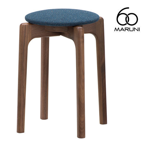 Maruni 60+ maruni60+ Maruni Rokumaru Plus Walnut Frame Stacking Stool Stool Chair Wooden Round Stool Stylish Cute Fabric M-01