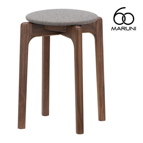 Maruni 60+ maruni60+ Maruni Rokumaru Plus Walnut Frame Stacking Stool Stool Chair Wooden Round Stool Stylish Cute Fabric M-01