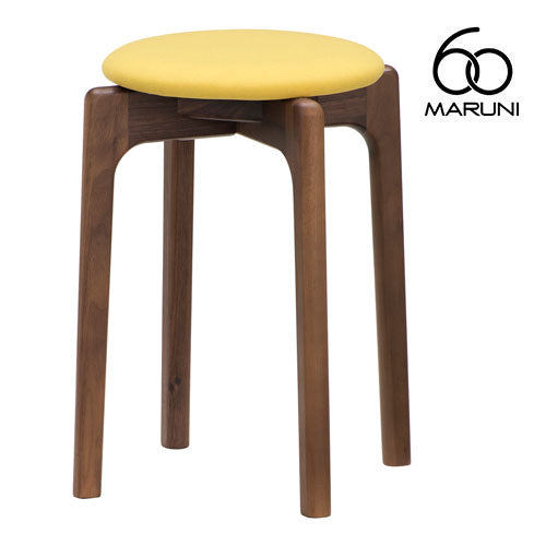 Maruni 60+ maruni60+ Maruni Rokumaru Plus Walnut Frame Stacking Stool Stool Chair Wooden Round Stool Stylish Cute Fabric M-01