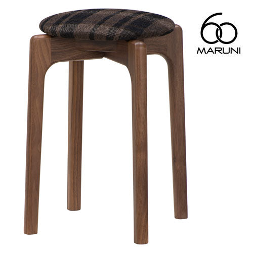 Maruni 60+ maruni60+ Maruni Rokumaru Plus Walnut Frame Stacking Stool Stool Chair Wooden Round Stool Stylish Cute Fabric M-01