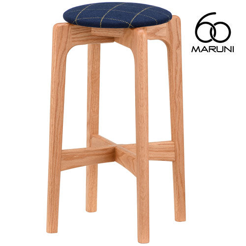 Maruni 60+ Maruni 60+ Maruni Rokumaru Plus Oak High Stool 58 Stool Counter Chair Chair Wooden Round Stool Stylish Cute Fabric M-02