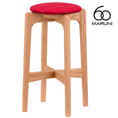 Maruni 60+ Maruni 60+ Maruni Rokumaru Plus Oak High Stool 58 Stool Counter Chair Chair Wooden Round Stool Stylish Cute Fabric M-02
