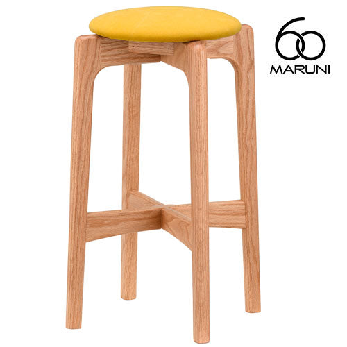 Maruni 60+ Maruni 60+ Maruni Rokumaru Plus Oak High Stool 58 Stool Counter Chair Chair Wooden Round Stool Stylish Cute Fabric M-02