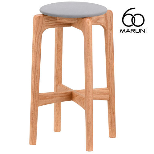 Maruni 60+ Maruni 60+ Maruni Rokumaru Plus Oak High Stool 58 Stool Counter Chair Chair Wooden Round Stool Stylish Cute Fabric M-02