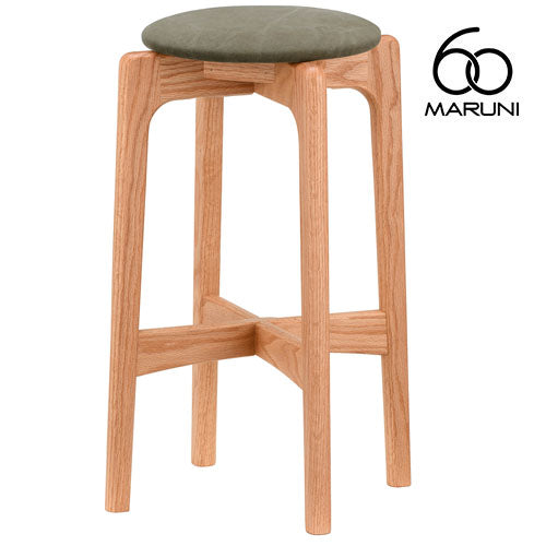 Maruni 60+ Maruni 60+ Maruni Rokumaru Plus Oak High Stool 58 Stool Counter Chair Chair Wooden Round Stool Stylish Cute Fabric M-02