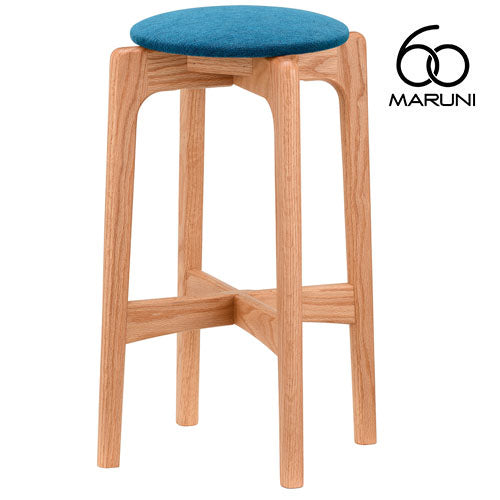 Maruni 60+ Maruni 60+ Maruni Rokumaru Plus Oak High Stool 58 Stool Counter Chair Chair Wooden Round Stool Stylish Cute Fabric M-02
