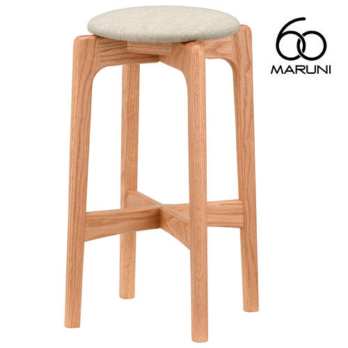 Maruni 60+ Maruni 60+ Maruni Rokumaru Plus Oak High Stool 58 Stool Counter Chair Chair Wooden Round Stool Stylish Cute Fabric M-02