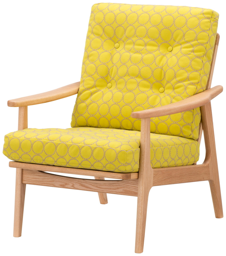 Maruni60 Oak Frame High Back Armchair 1 Seater Single Sofa Fabric Mina Perhonen Tambourine M0-6