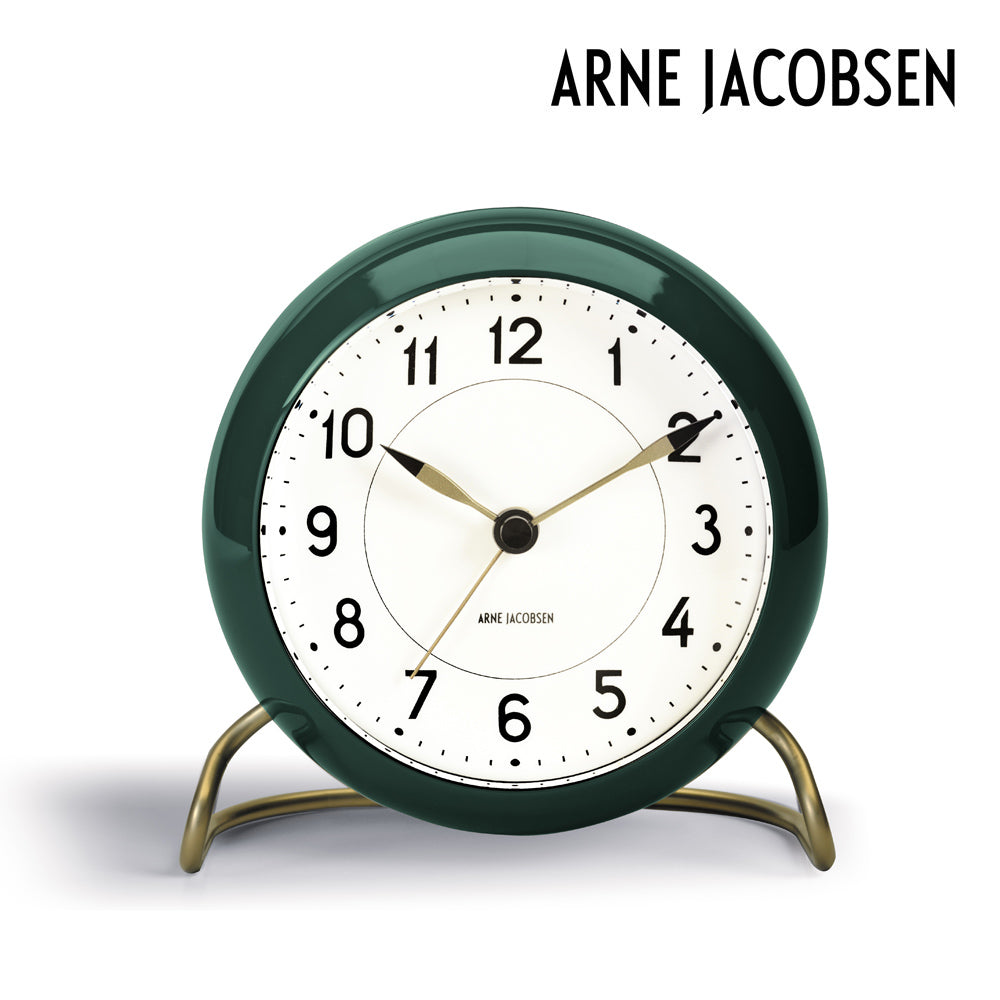 ARNE JACOBSEN TABLE CLOCK STATION 43677 Table Clock Station Table Clock Clock Stylish Cute Nordic White x Green