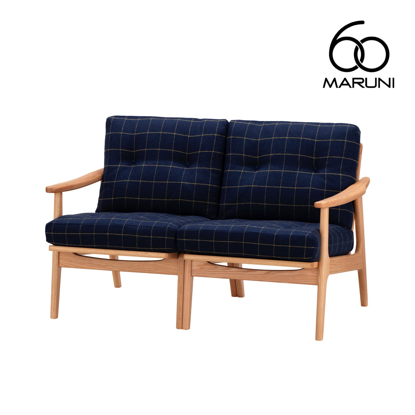 Maruni60 Maruni60 Oak Frame Chair 2 Seater Sofa 2 Seater Love Sofa Stylish Cute Fabric M-02