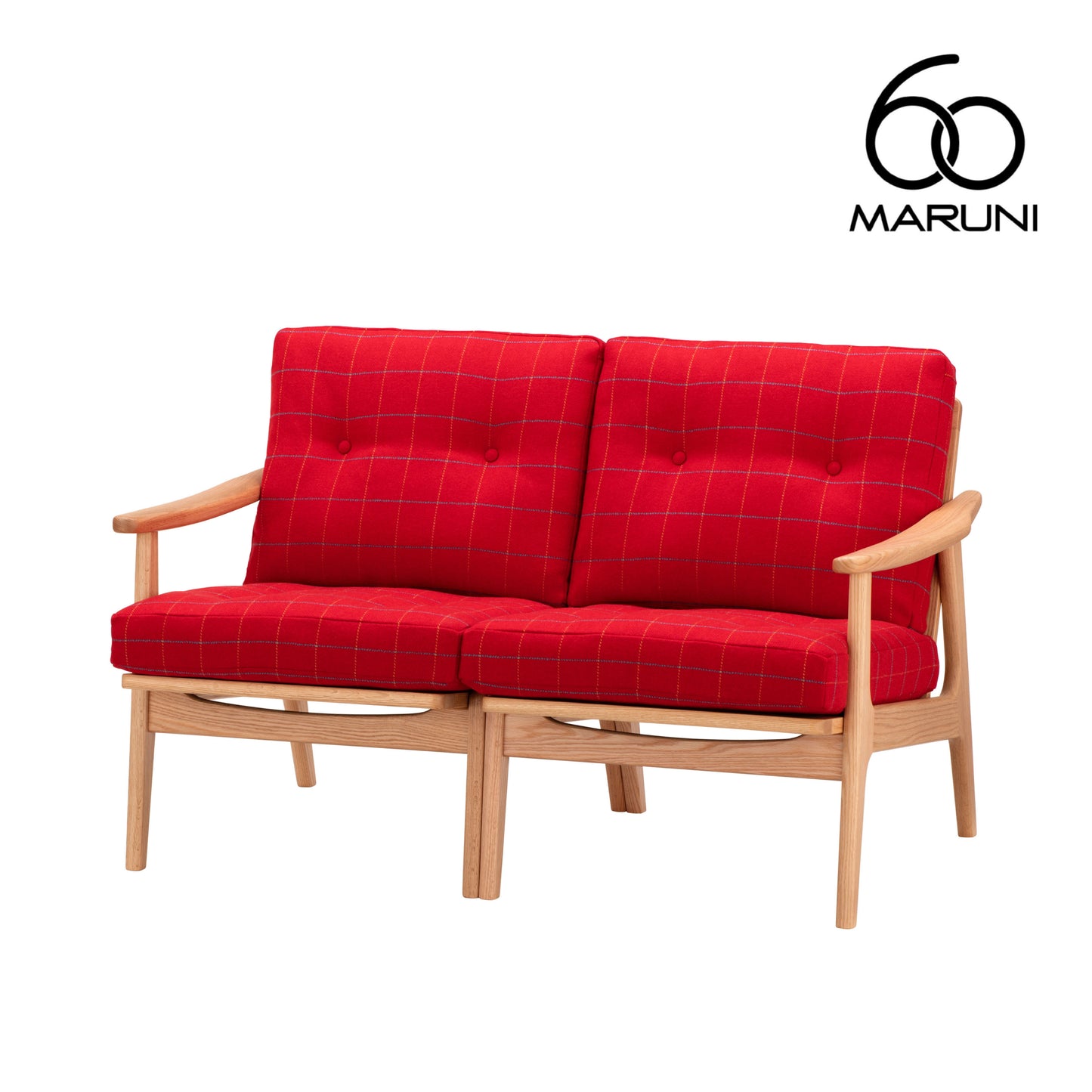 Maruni60 Maruni60 Oak Frame Chair 2 Seater Sofa 2 Seater Love Sofa Stylish Cute Fabric M-02