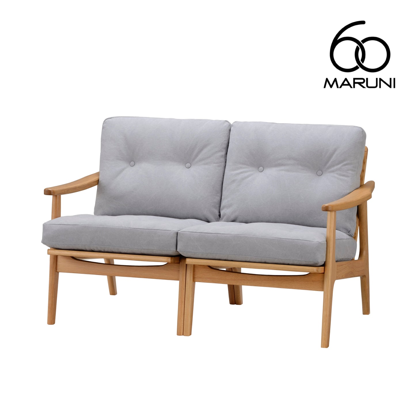 Maruni60 Maruni60 Oak Frame Chair 2 Seater Sofa 2 Seater Love Sofa Stylish Cute Fabric M-02
