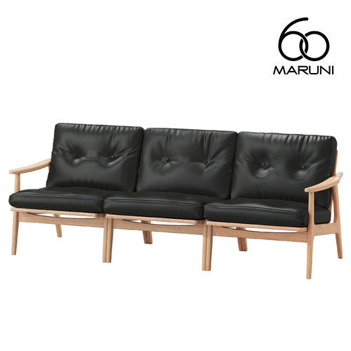 Maruni60 Maruni60 Oak Frame Chair Wide 3 Seater Sofa 3 Seater Triple Sofa Stylish Cute Oil Leather L-01