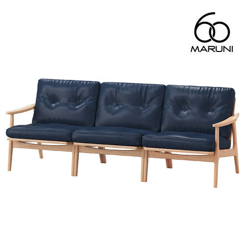 Maruni60 Maruni60 Oak Frame Chair Wide 3 Seater Sofa 3 Seater Triple Sofa Stylish Cute Oil Leather L-01