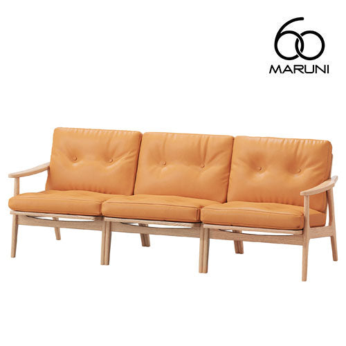 Maruni60 Maruni60 Oak Frame Chair Wide 3 Seater Sofa 3 Seater Triple Sofa Stylish Cute Oil Leather L-01