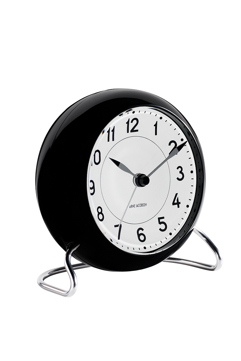 ARNE JACOBSEN アルネ ヤコブセン TABLE CLOCK STATION 43672 テーブルクロック ステーション 置き時計 時計 おしゃれ かわいい 北欧 ホワイト×ブラック