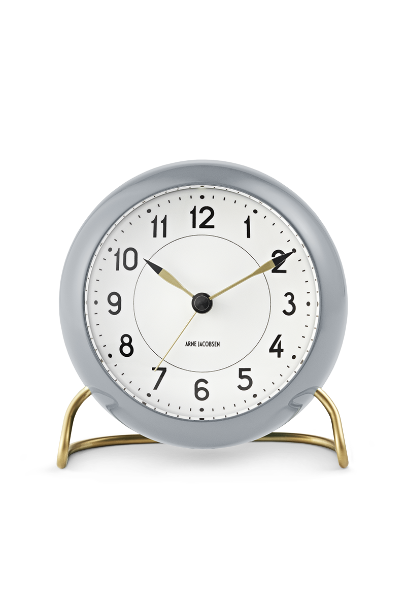 ARNE JACOBSEN アルネ ヤコブセン TABLE CLOCK STATION 43674 テーブルクロック ステーション 置き時計 時計 おしゃれ かわいい 北欧 ホワイト×グレー