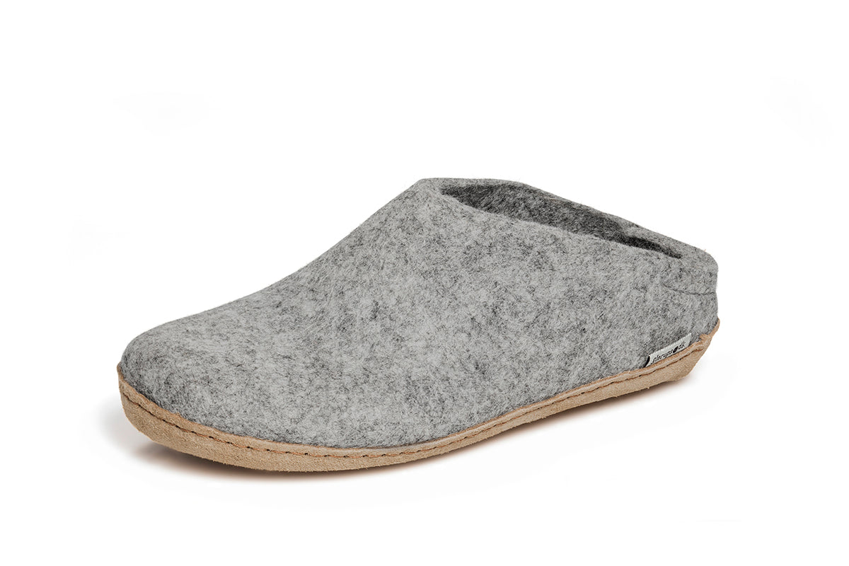 glerups グレーラップ SLIP-ON WITH LEATHER SOLE スリップ・オン レザーソール Grey Leaather スリッポン ウール レザー Grey