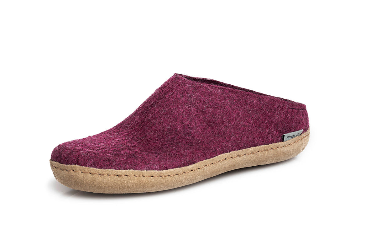 glerups グレーラップ SLIP-ON WITH LEATHER SOLE スリップ・オン レザーソール Cranberry Leaather スリッポン ウール レザー クランベリー