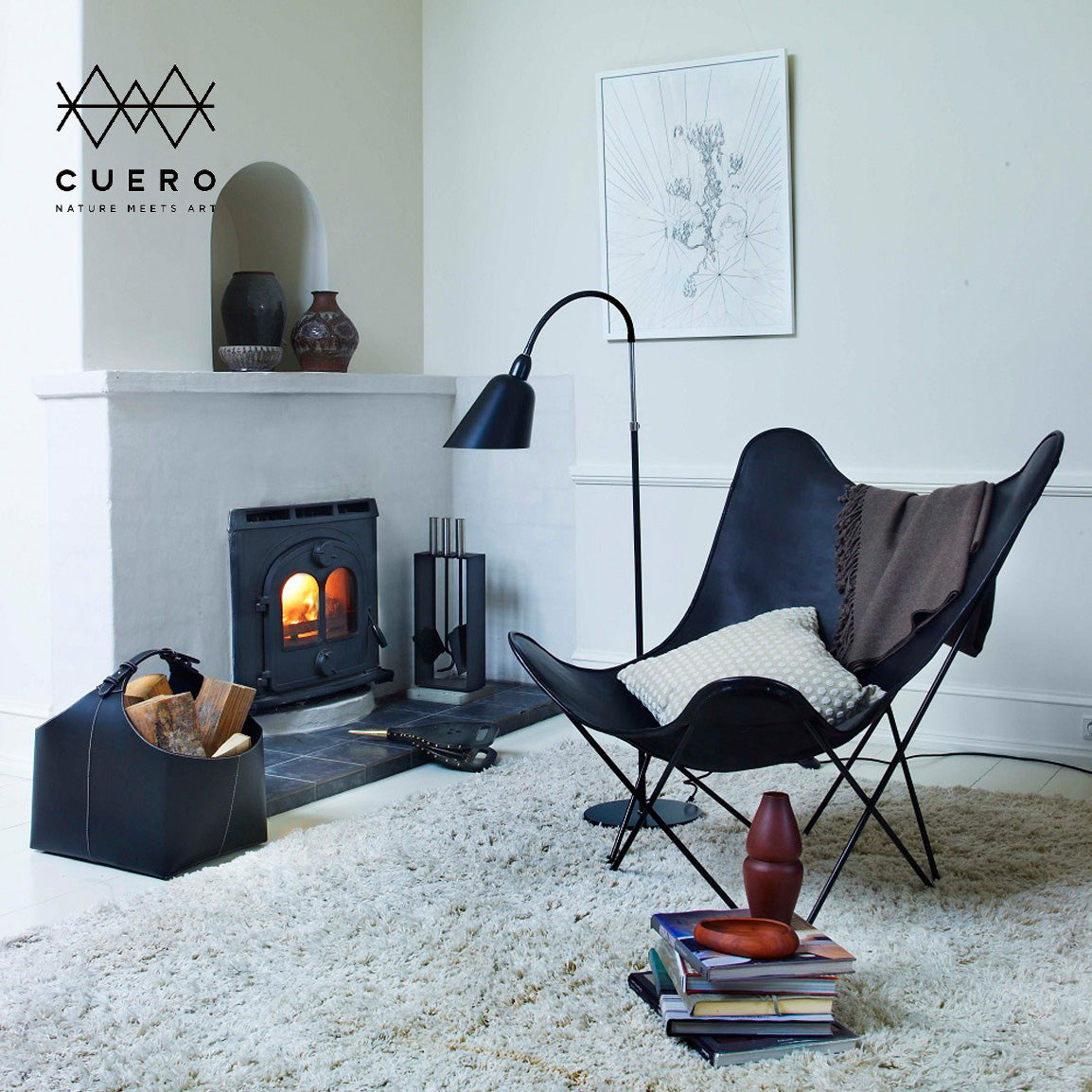 CUERO BKF BUTTERFLY CHAIR MARIPOSA BKF Chair Butterfly Chair Mariposa Black Nordic Leather Personal Chair