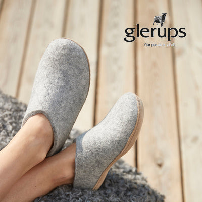 glerups グレーラップ SLIP-ON WITH LEATHER SOLE スリップ・オン レザーソール Grey Leaather スリッポン ウール レザー Grey