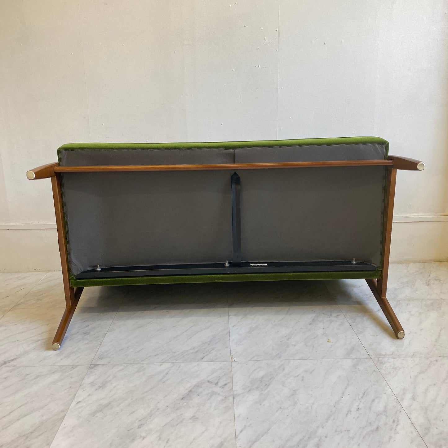USED カリモク60 Kチェア 2シーター オットマン セット グリーンモケット 中古家具