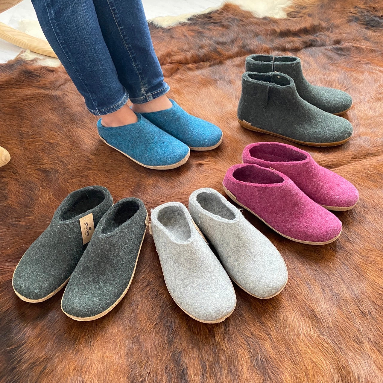 glerups グレーラップ SLIP-ON WITH LEATHER SOLE スリップ・オン レザーソール Cranberry Leaather スリッポン ウール レザー クランベリー