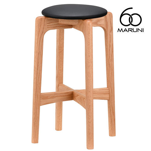 マルニ60＋ maruni60＋ マルニロクマルプラス オーク ハイスツール 58 スツール カウンターチェア 椅子 木製 丸椅子 おしゃれ かわいい ゼラコート ビニールレザー