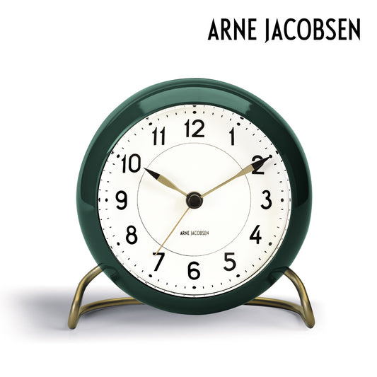 ARNE JACOBSEN アルネ ヤコブセン TABLE CLOCK STATION 43677 テーブルクロック ステーション 置き時計 時計 おしゃれ かわいい 北欧 ホワイト×グリーン