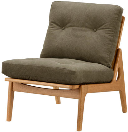 Maruni60 Oak Frame Armless Chair 1 Seater Single Sofa M-02 Fabric