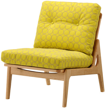 Maruni60 Walnut Armless Chair 1 Seater Single Sofa Fabric Mina Perhonen Tambourine M-06