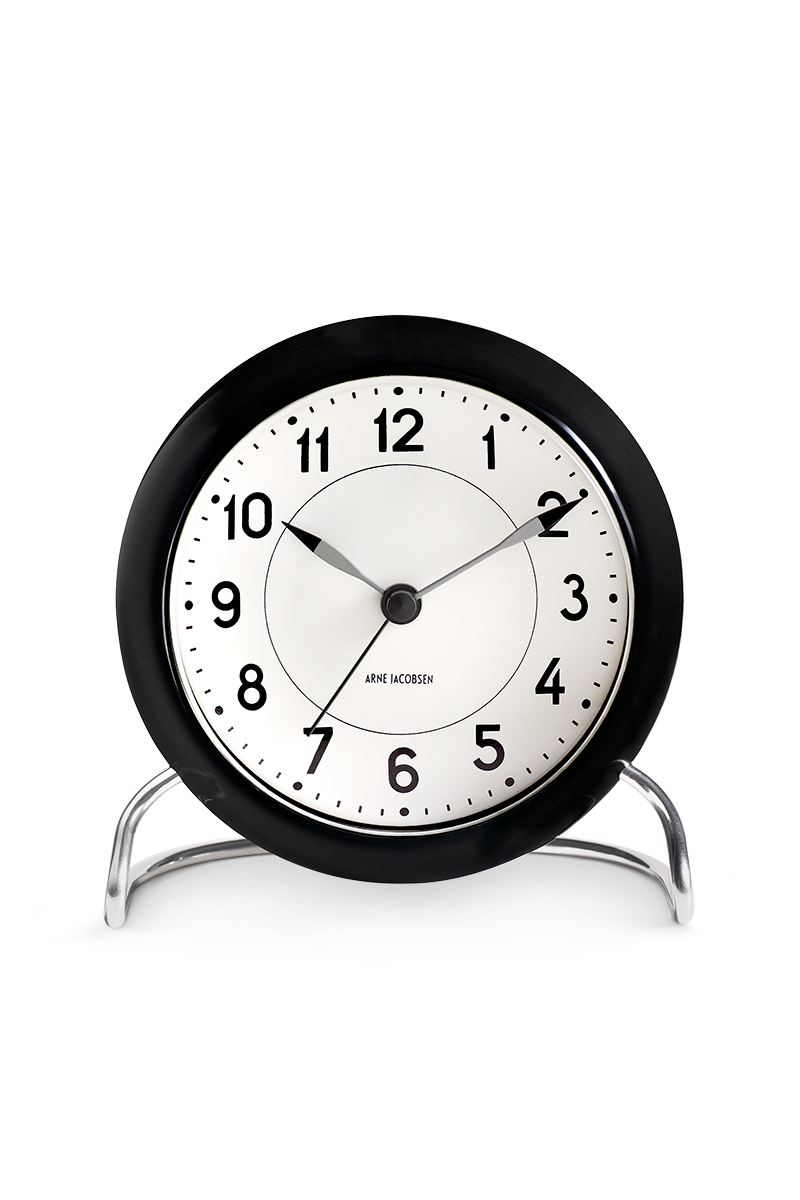 ARNE JACOBSEN アルネ ヤコブセン TABLE CLOCK STATION 43672 テーブルクロック ステーション 置き時計 時計 おしゃれ かわいい 北欧 ホワイト×ブラック
